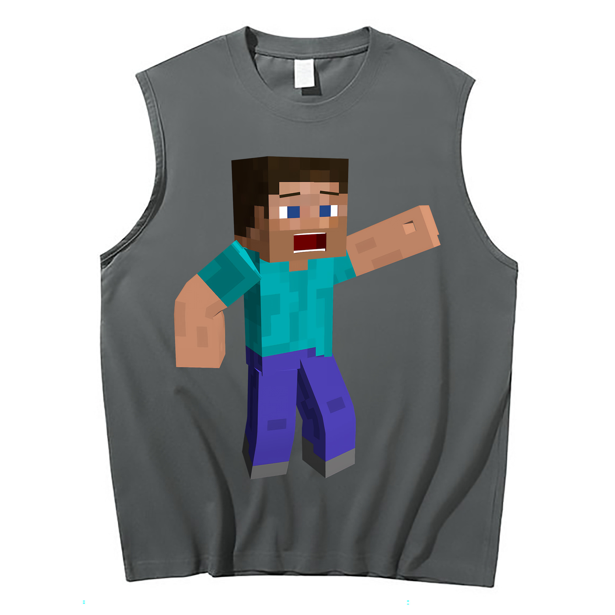 （画像用） マインクラフト ブロックの世界 Minecraft MC Block world コットン100％タンクトップ（フロントプリント）